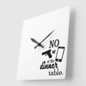 No phones at the dinner table Ready to customize Vierkante Klok (Hoek)