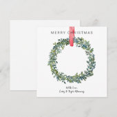 No Photo Watercolor Boxwood Wreath Christmas Card Feestdagenkaart (Voorkant / Achterkant)
