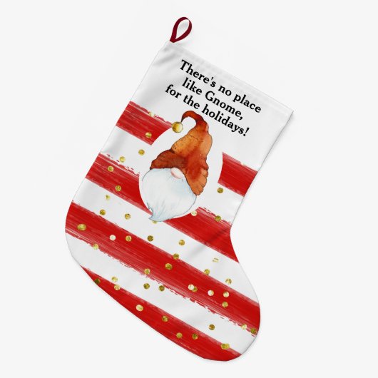 No Place Like Gnome Custom Christmas Stocking Grote Kerstsok (Voorkant (Hangend))
