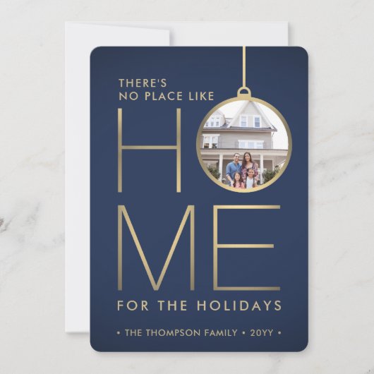 No Place Like Home 2 Foto Marine en Gouden Kerst Feestdagenkaart (Voorkant)