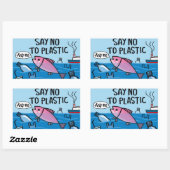 No Plastic Rechthoekige Sticker (Vel)