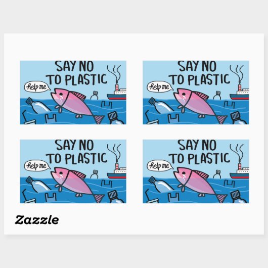 No Plastic Rechthoekige Sticker (Vel)