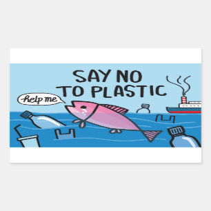 No Plastic Rechthoekige Sticker