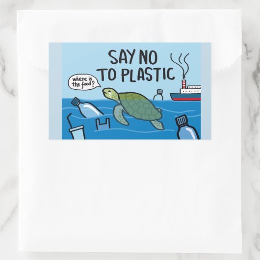 No Plastic Rechthoekige Sticker (Tas)