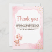 No podemos esperar mas Lindo oso Rosa Baby shower Bedankkaart (Voorkant)