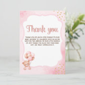No podemos esperar mas Lindo oso Rosa Baby shower Bedankkaart (Staand voorkant)