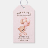 No podemos esperar mas Lindo oso Rosa Baby shower Cadeaulabel (Voorkant)