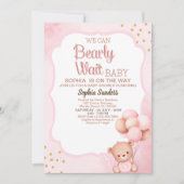 No podemos esperar mas Lindo oso Rosa Baby shower Kaart (Voorkant)