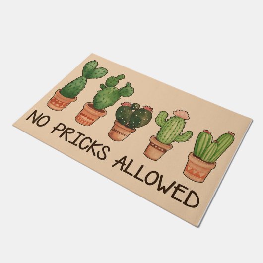 No Pricks Allowed Doormat / Cactus Welcome Mat  (Schuin)