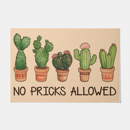 No Pricks Allowed Doormat / Cactus Welcome Mat  (Voorkant)