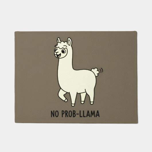 "No Prob-Llama" Cute Llama Doodle - Chill Vibe Deurmat (Voorkant)