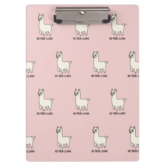 "No Prob-Llama" Cute Llama Doodle - Chill Vibe Klembord (Voorkant)