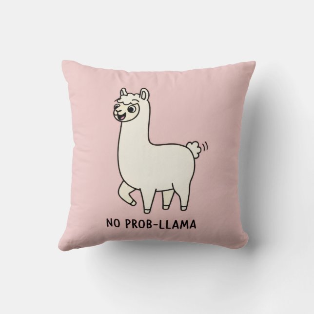"No Prob-Llama" Cute Llama Doodle - Chill Vibe Kussen (Achterkant)