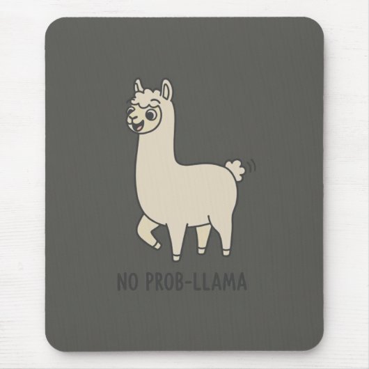 "No Prob-Llama" Cute Llama Doodle - Chill Vibe Muismat (Voorkant)