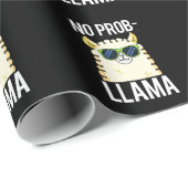 No-Prob-Llama Funny Cool Llama Pun Dark BG Cadeaupapier (Rol Hoek)