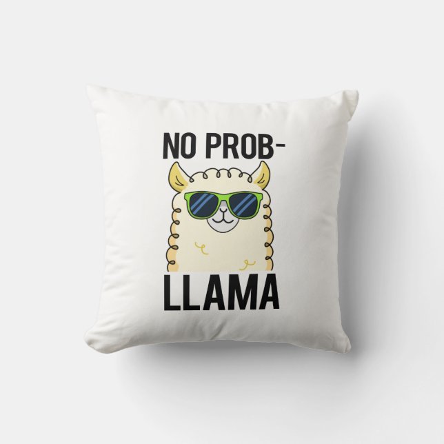 No-Prob-Llama Funny Cool Llama Pun Kussen (Voorkant)