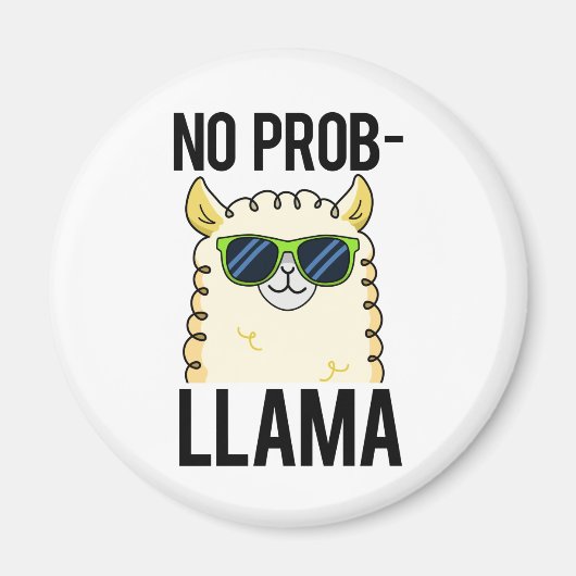 No-Prob-Llama Funny Cool Llama Pun Magneet (Voorkant)