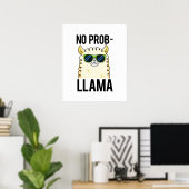 No-Prob-Llama Funny Cool Llama Pun Poster (Thuiskantoor)