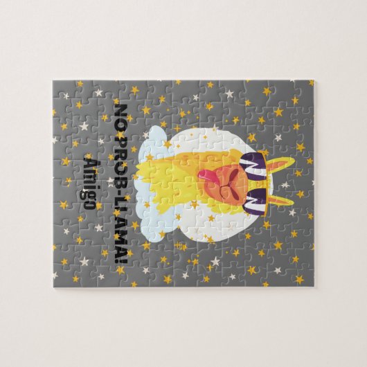 No-Prob-Llama Funny Cute Llama met sterren Legpuzzel (Horizontaal)
