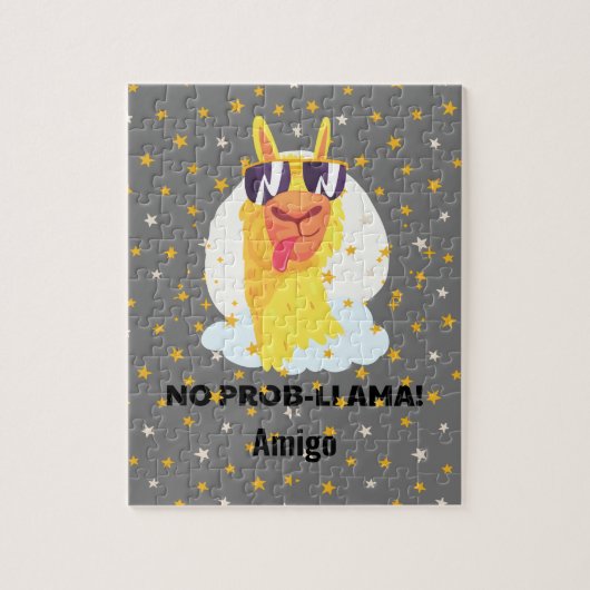 No-Prob-Llama Funny Cute Llama met sterren Legpuzzel (Verticaal)