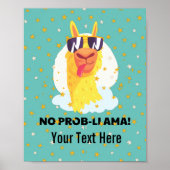 No-Prob-Llama Funny Cute Llama met sterren Poster (Voorkant)