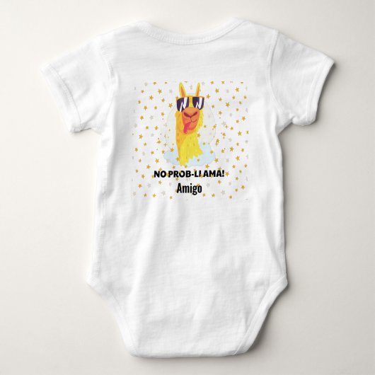 No-Prob-Llama Funny Cute Llama met sterren Romper (Achterkant)