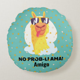 No-Prob-Llama Funny Cute Llama met sterren Rond Kussen