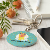 No-Prob-Llama Funny Cute Llama met sterren Sleutelhanger (Zijkant)