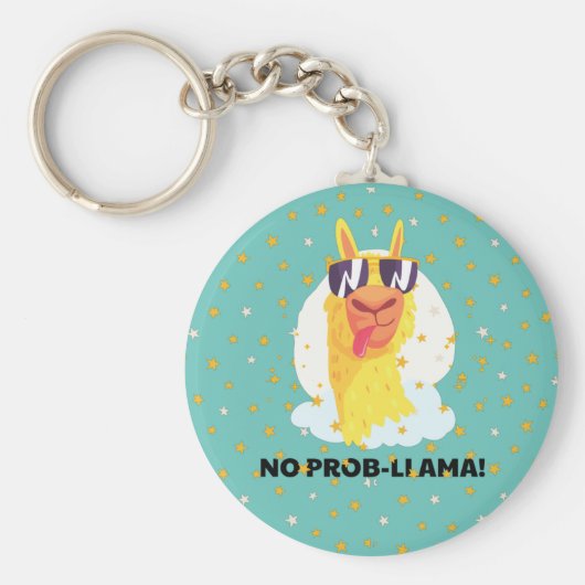 No-Prob-Llama Funny Cute Llama met sterren Sleutelhanger (Voorkant)