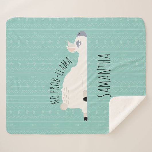No Prob-Llama Funny Llama Blanket Sherpa Deken (Voorkant (horizontaal))