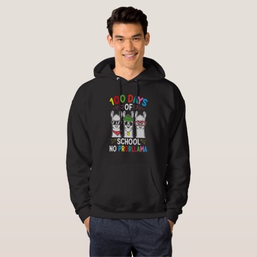 NO PROBLLAMA 100 Days Of School Teacher 100th Day  Hoodie (Voorkant volledig)