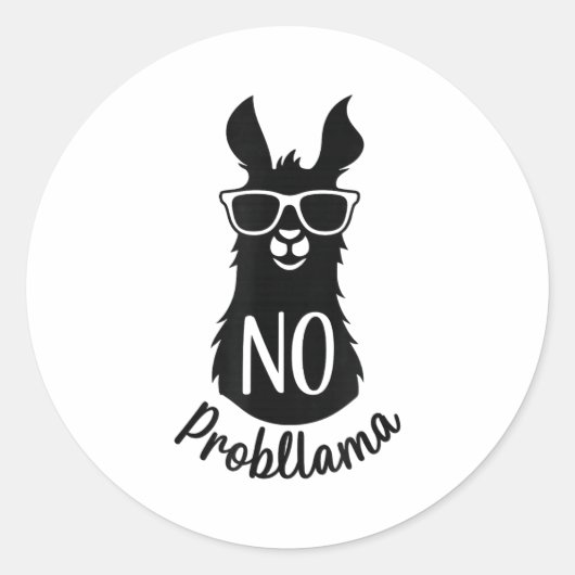 No Probllama Gift Humor Word Game Lama No Problema Ronde Sticker (Voorkant)