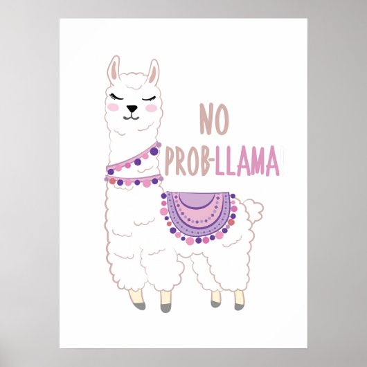 No Probllama Llama Funny Poster (Voorkant)