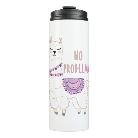 No Probllama Llama Funny Thermosbeker (Voorkant)