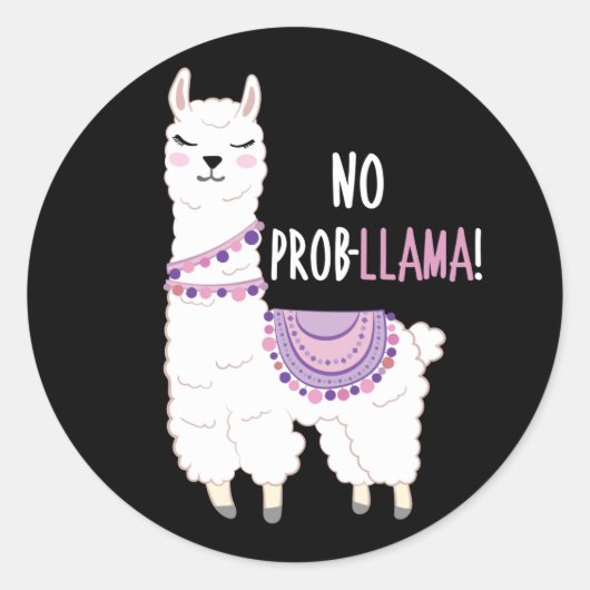 No Probllama Llama Ronde Sticker (Voorkant)