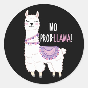 No Probllama Llama Ronde Sticker