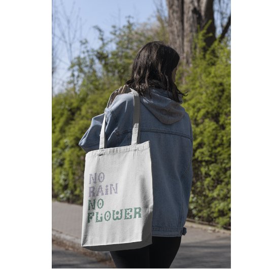 "No Rain No Flower" Groovy Schattigee Paarse Mint  Tote Bag