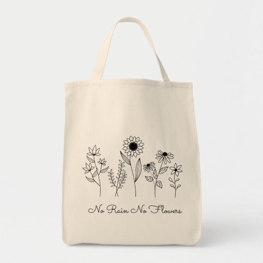No Rain No Flowers Boho Line Tote Bag (Voorkant)