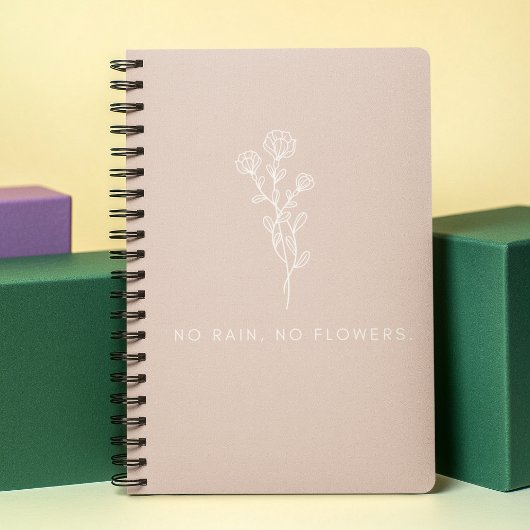 No Rain No Flowers Citaat Minimale Bloemen Roze Planner