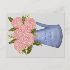 No rain no flowers watering can with flowers briefkaart