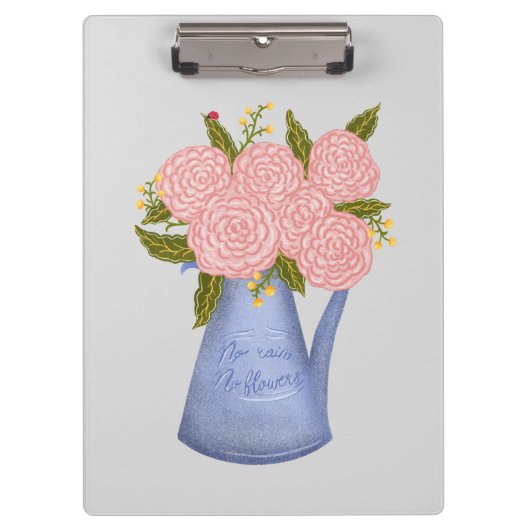 No rain no flowers watering can with flowers klembord (Voorkant)