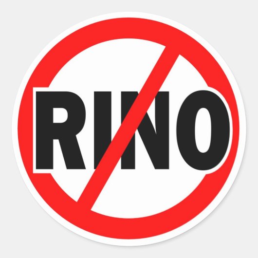 NO RINO - republikein/conservatief/neocon/liberaal Ronde Sticker (Voorkant)