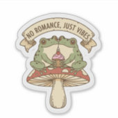 No Romance, Just Vibes | Cute Frog Mushroom core Sticker (Voorkant)