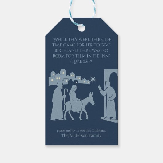 No Room at the Inn Gift – Nativity Scene Cadeaulabel (Voorkant)