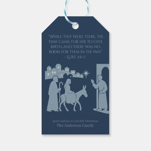 No Room at the Inn Gift – Nativity Scene Cadeaulabel (Achterkant)