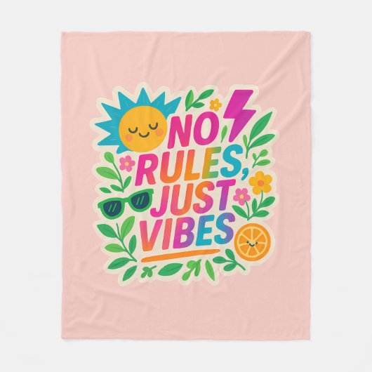 No Rules Just Vibes – Neon Gradient Kawaii-Punk Ty Fleece Deken (Voorkant)