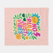 No Rules Just Vibes – Neon Gradient Kawaii-Punk Ty Fleece Deken (Voorkant (Horizontaal))