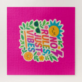 No Rules Just Vibes – Neon Gradient Kawaii-Punk Ty Legpuzzel (Horizontaal)