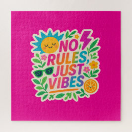 No Rules Just Vibes – Neon Gradient Kawaii-Punk Ty Legpuzzel