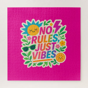 No Rules Just Vibes – Neon Gradient Kawaii-Punk Ty Legpuzzel